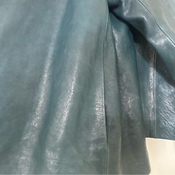 Women's Green Leather Jacket - Picture 2 of 11